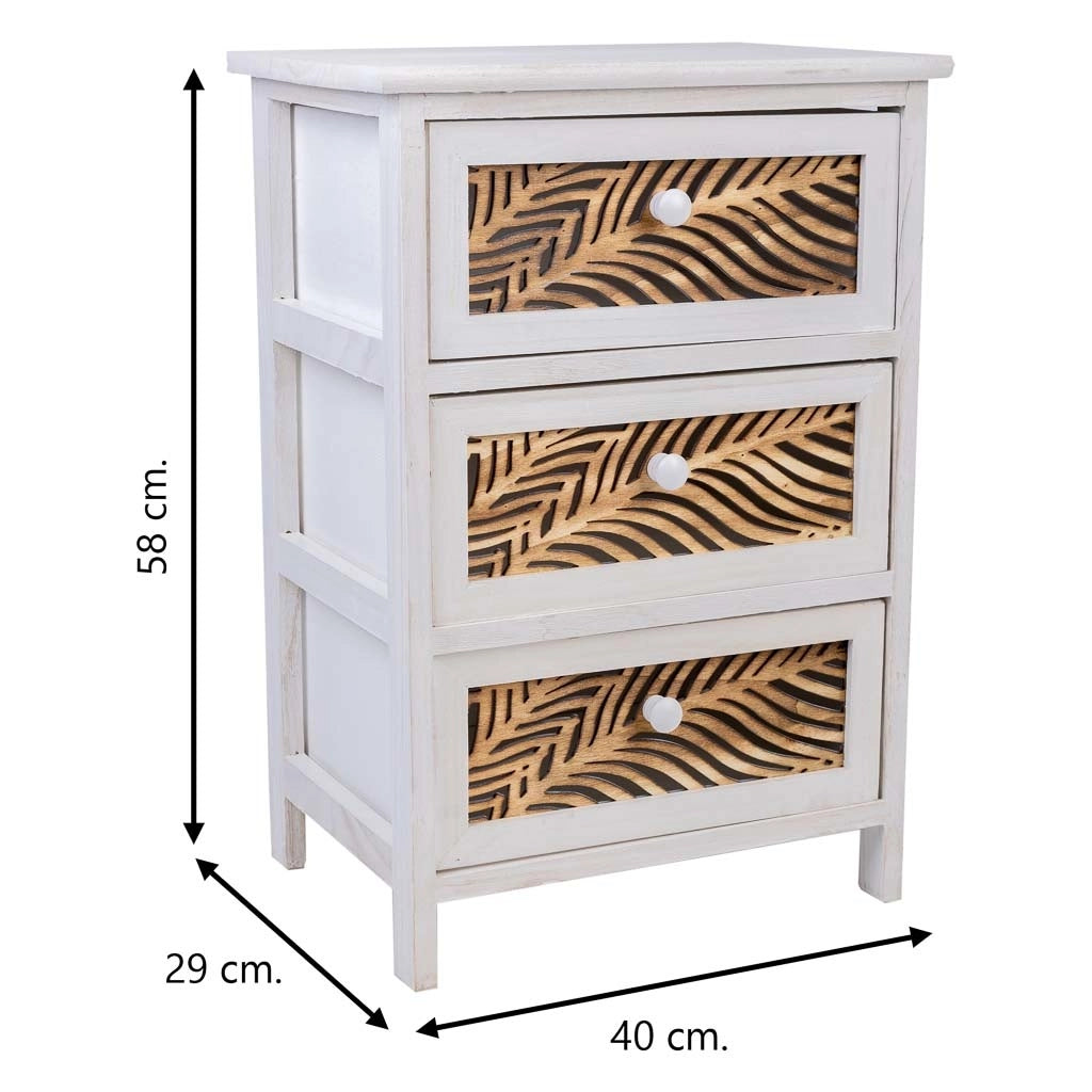 Cassettiera in legno bianco 40x29x58h