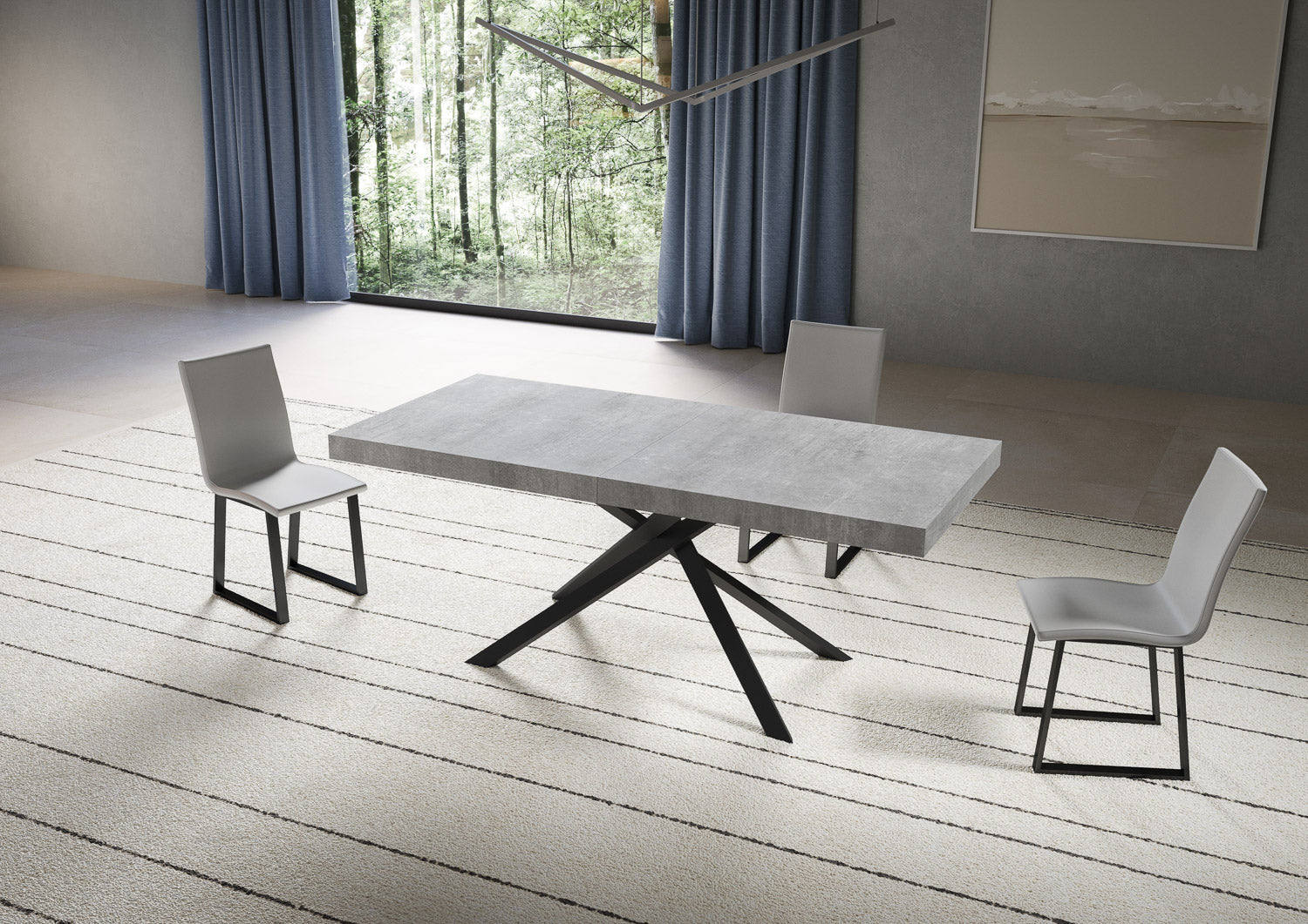 Tavolo Allungabile 180-284x90x74 cm Niket Cemento Gambe Antracite