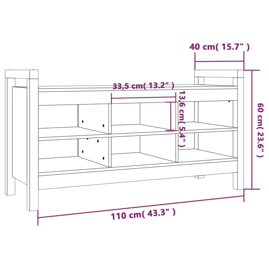Panca da ingresso 110 x 40 x 60 cm in legno massello di pino nero 02_0010799