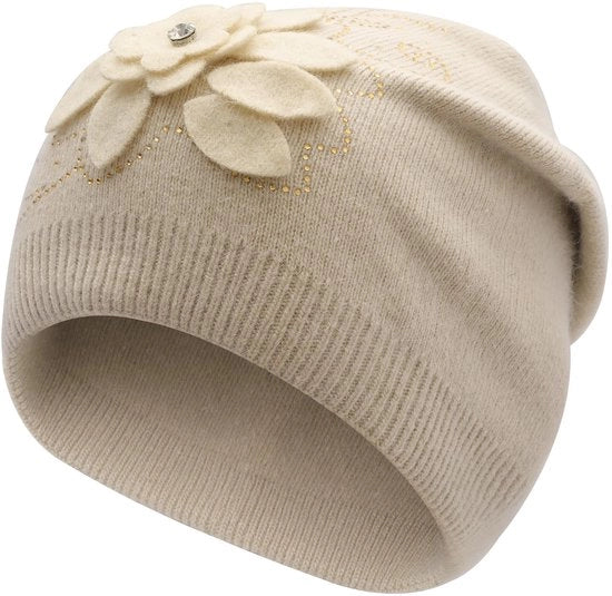 Cappello in Cotone a Maglia per Donna - Doppio Strato - Disegno Fiorale - Respirante - Leggero - Lavabile a Mano - Cappello per Donna