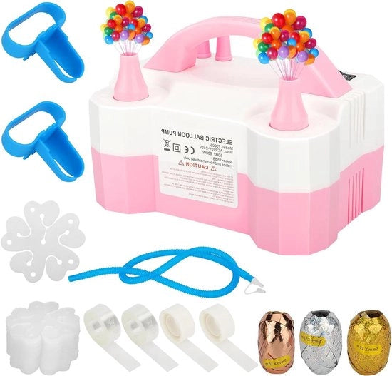 Pomp per palloni elettrica 600 W con bocchino doppio - apparecchio per gonfiare palloni - pomp a palloni portatile con modalità automatiche - apparecchio per gonfiare palloni per feste e compleanni.