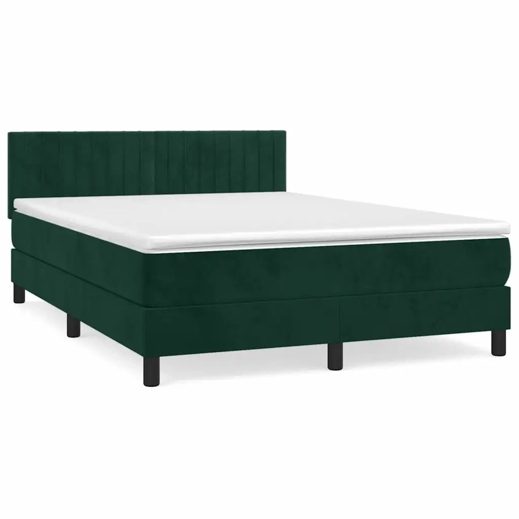 Giroletto a Molle con Materasso Verde Scuro 140x190 cm Velluto 3141422