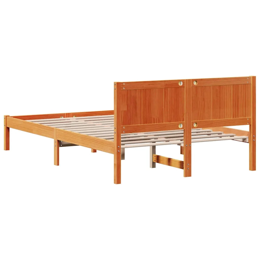 Struttura del letto Marrone 135 x 190 cm Legno massello di pino 872199