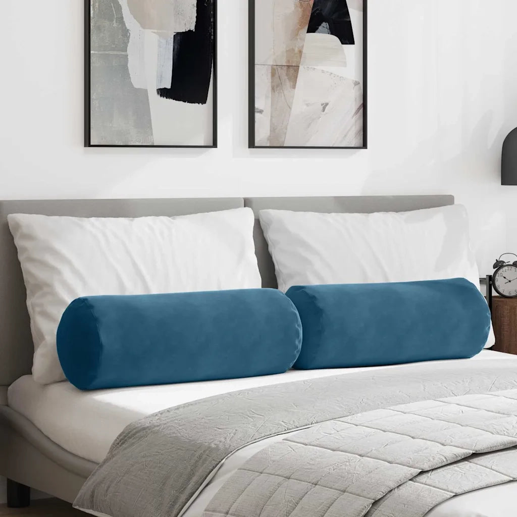 Cuscini a rullo 2 pz | Cuscini per sedie Blu ? 25 x 70 cm Tessuto in Cords