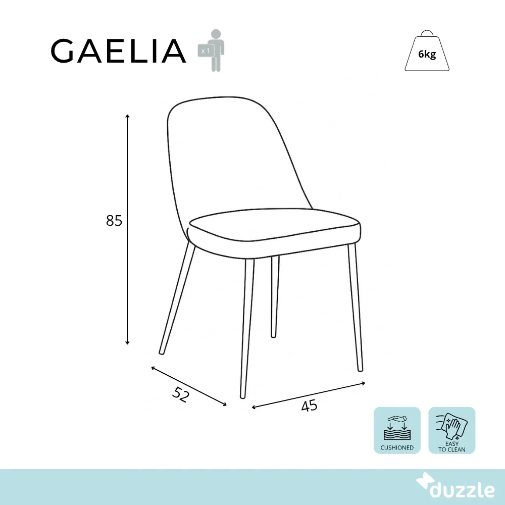 Set di 4 sedie da pranzo imbottite in tessuto soft touch effetto velluto bordeaux Gaelia con struttura in metallo facili da pulire | Duzzle