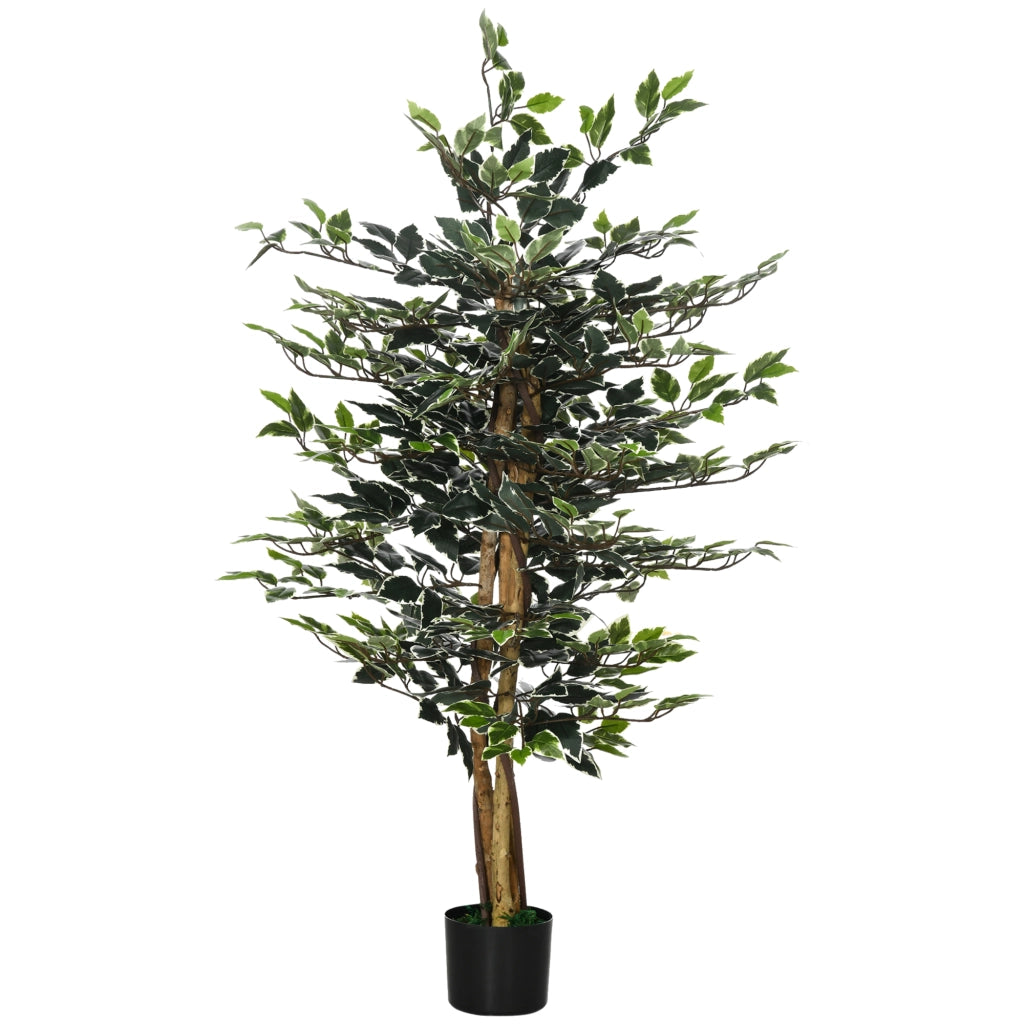 Pianta Artificiale Ficus 130cm ¨C Xylo ¨C Con Tronco Rami Liane Licheni Vaso Incluso