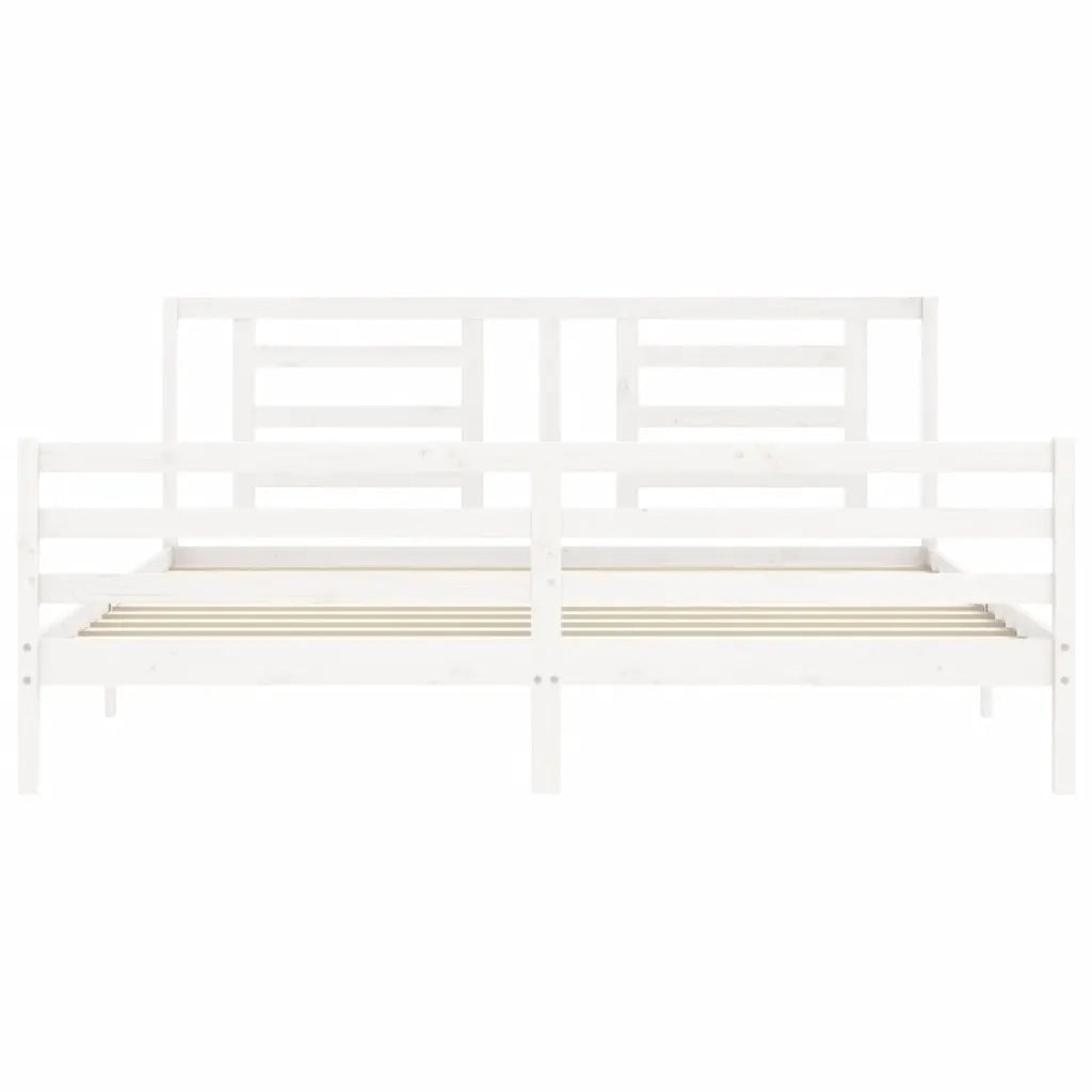 Giroletto con Testiera Bianco 200x200 cm in Legno Massello 3194722
