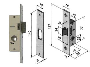 SERRATURA DA INFILARE PER MONTANTI SOLO SCROCCO 113  mm.15 (11315010)    WELKA