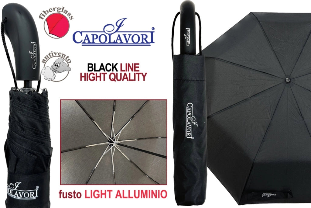CAPOLAVORI OMBRELLO IN ALLUMINIO LIGHT PER UOMO COLORE NERO
