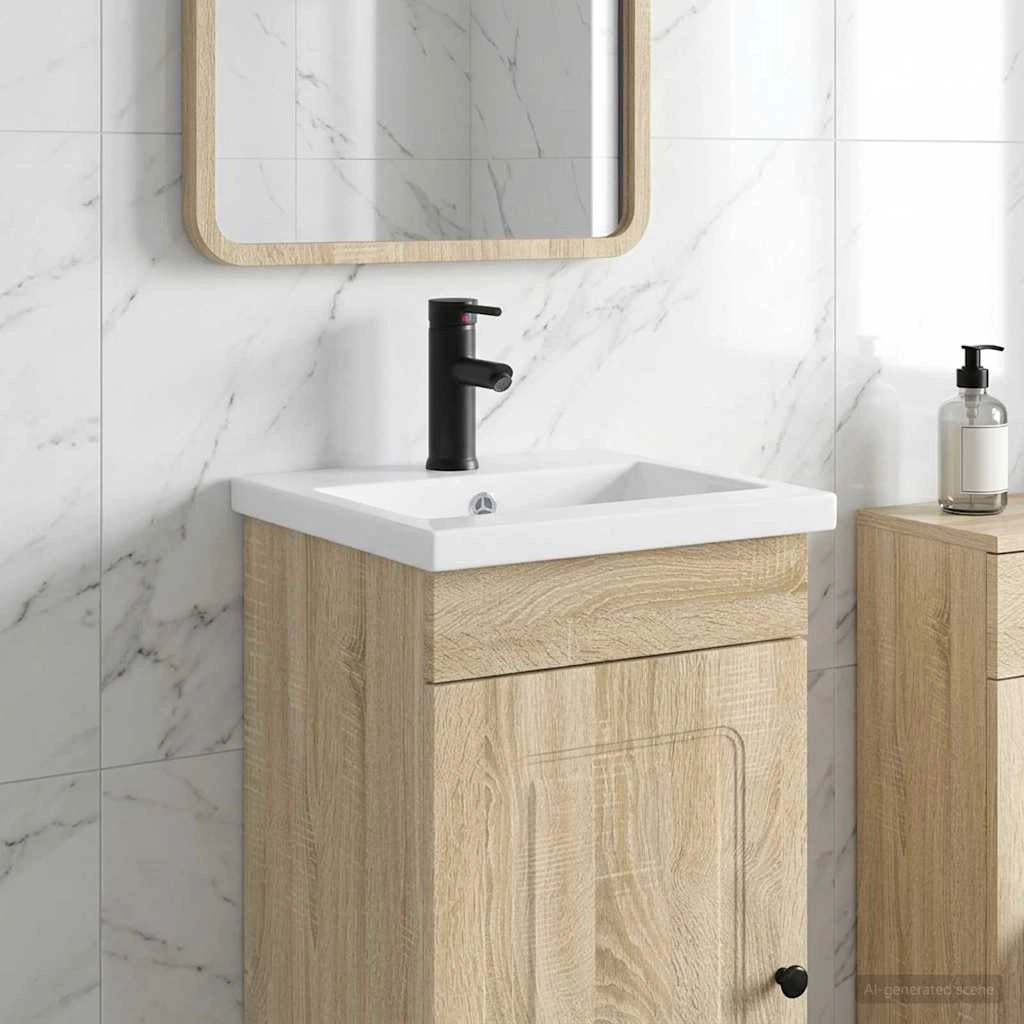 Lavabo con rubinetto e scarico Nero Opaco 42 x 40 x 16,5 cm 890229