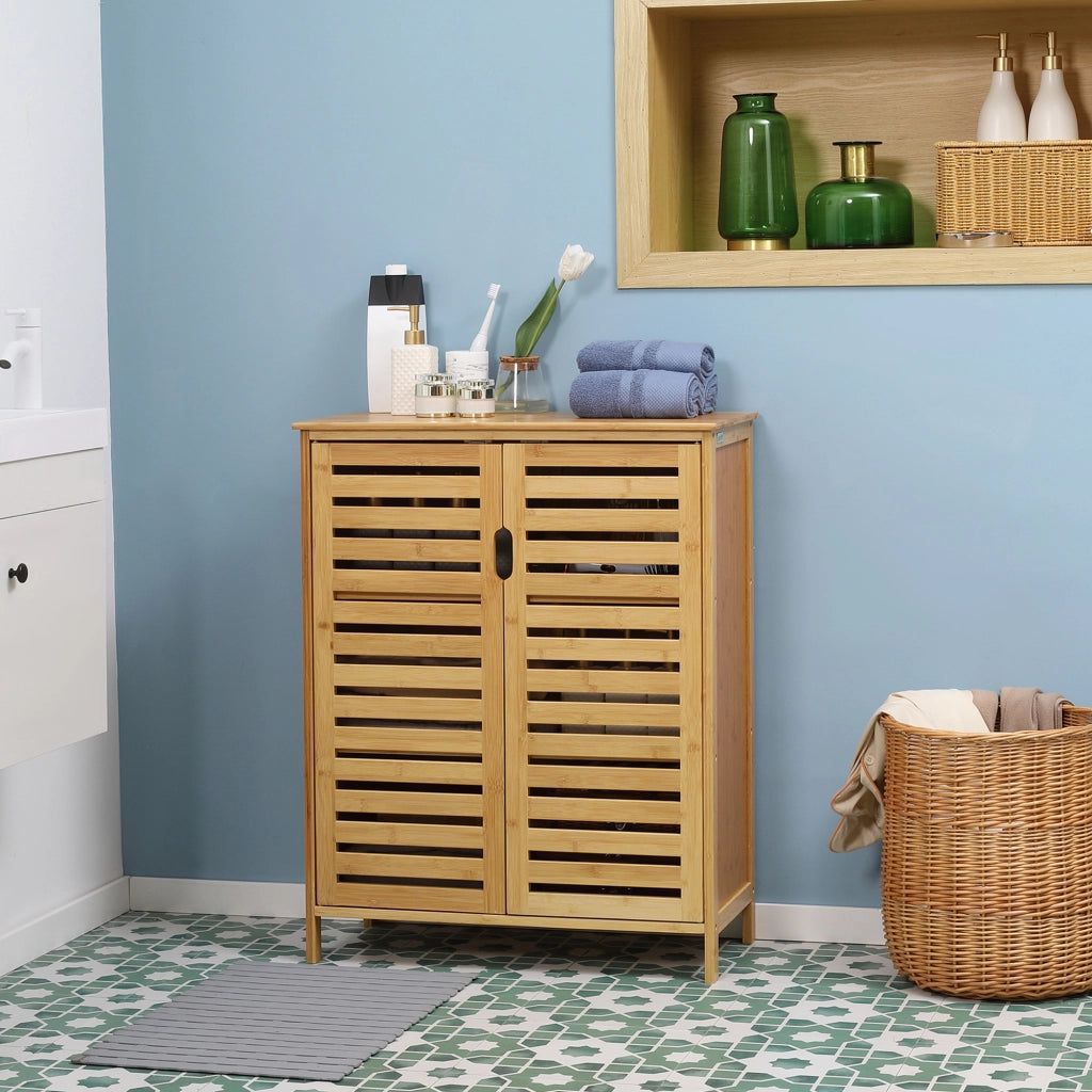 Mobile Bagno con Ante e Ripiani in Bamb¨´ ¨C Zephmum ¨C Legno 68x32x86 cm