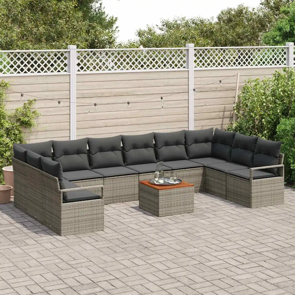 Set Divano da Giardino con cuscino 11 pcs Grigio polyrattan 3347755