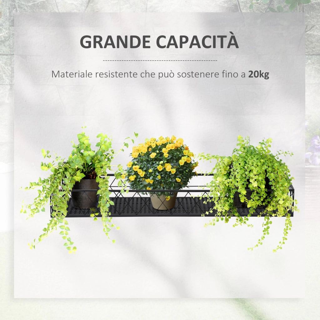 Portapiante per Ringhiera 100x31x12 cm in Metallo Nero