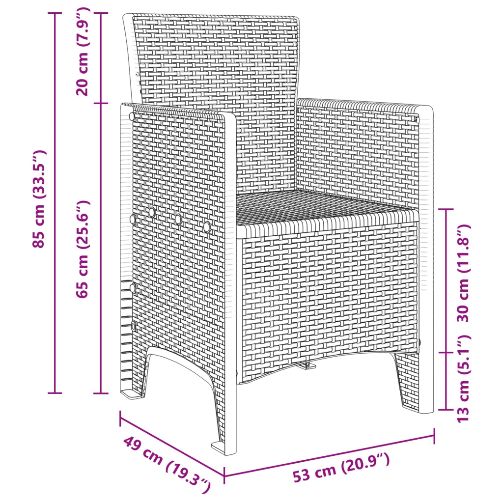 Sedie da Giardino 4 pz Antracite Rattan Sintetico