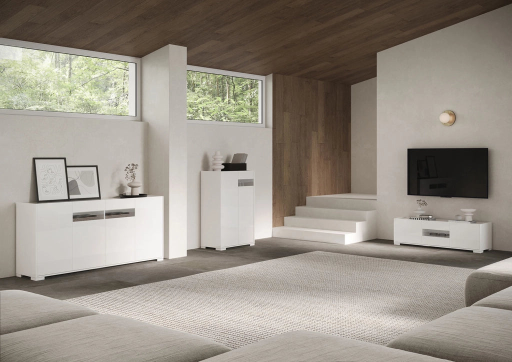 Madia 4 ante 174x40x81 cm Riflesso bianco lucido