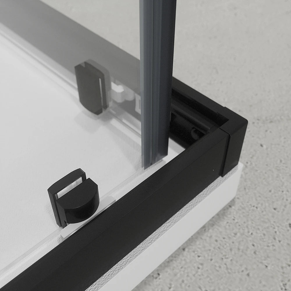 Box doccia nero opaco 3 lati 80x120x80 cm con doppio scorrevole h190 cm e vetro trasparente 6 mm | Tremiti