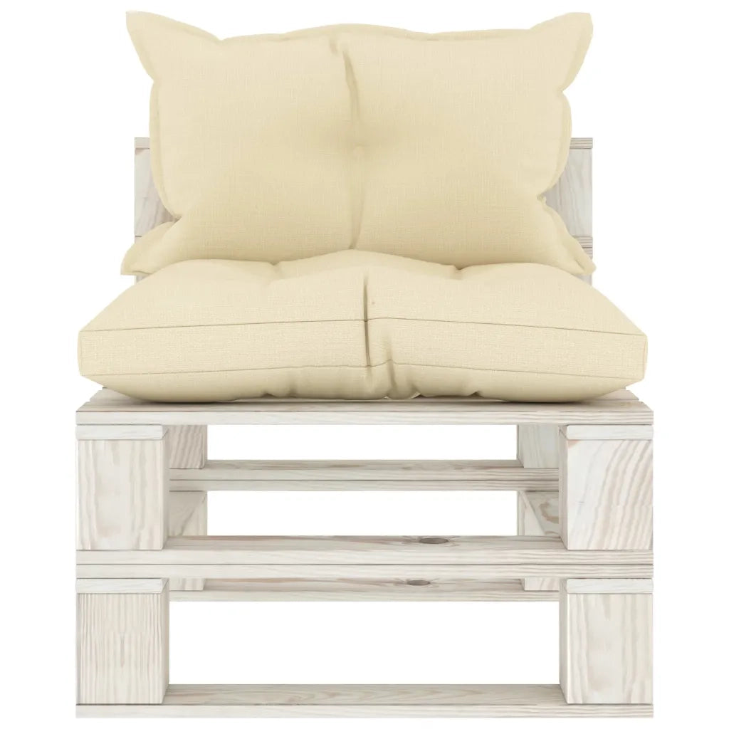 Divano Centrale da Giardino Pallet con Cuscini Crema in Legno 3052446
