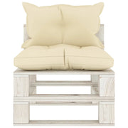 Divano Centrale da Giardino Pallet con Cuscini Crema in Legno 3052446