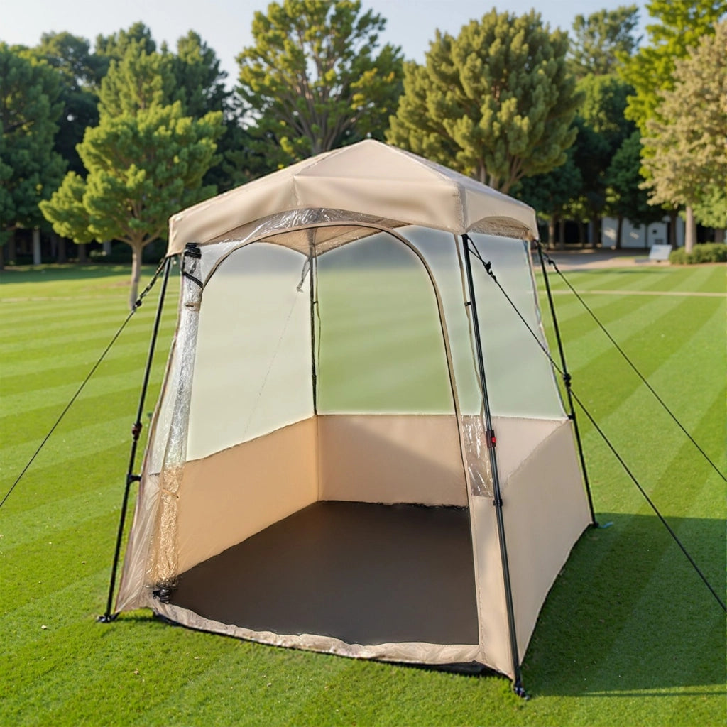 Tenda sportiva pop up con borsa da trasporto, Tenda a bolla portatile in PVC trasparente per pesca e campeggio 160 cm Marrone-Tende