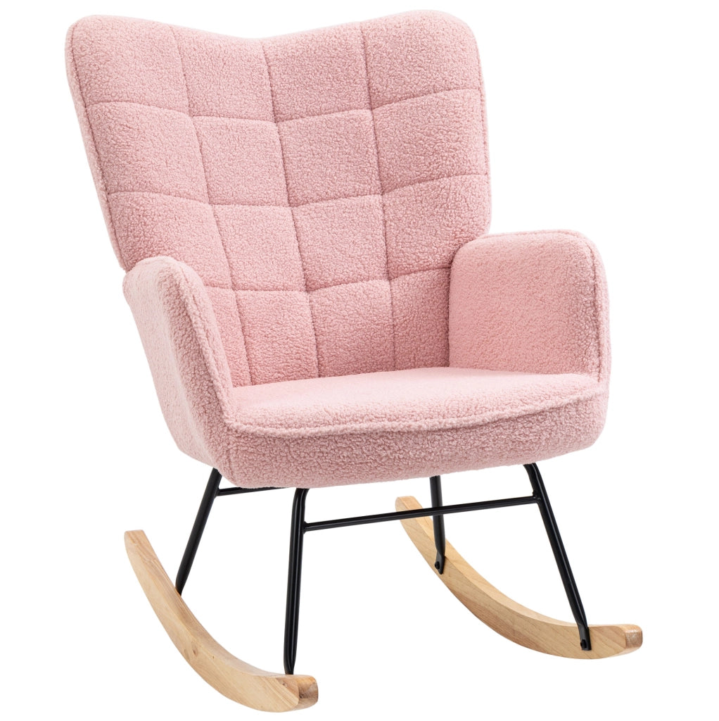 Sedia a dondolo 98x71x101 cm con schienale alto imbottito in poliestere rosa