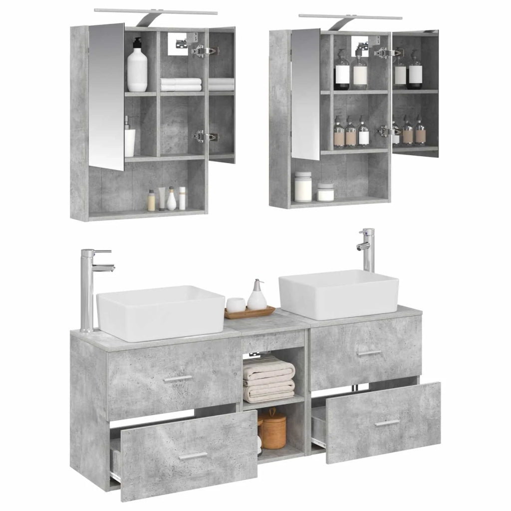 Set di mobili per il bagno 5 pcs Grigio Cemento 3406842
