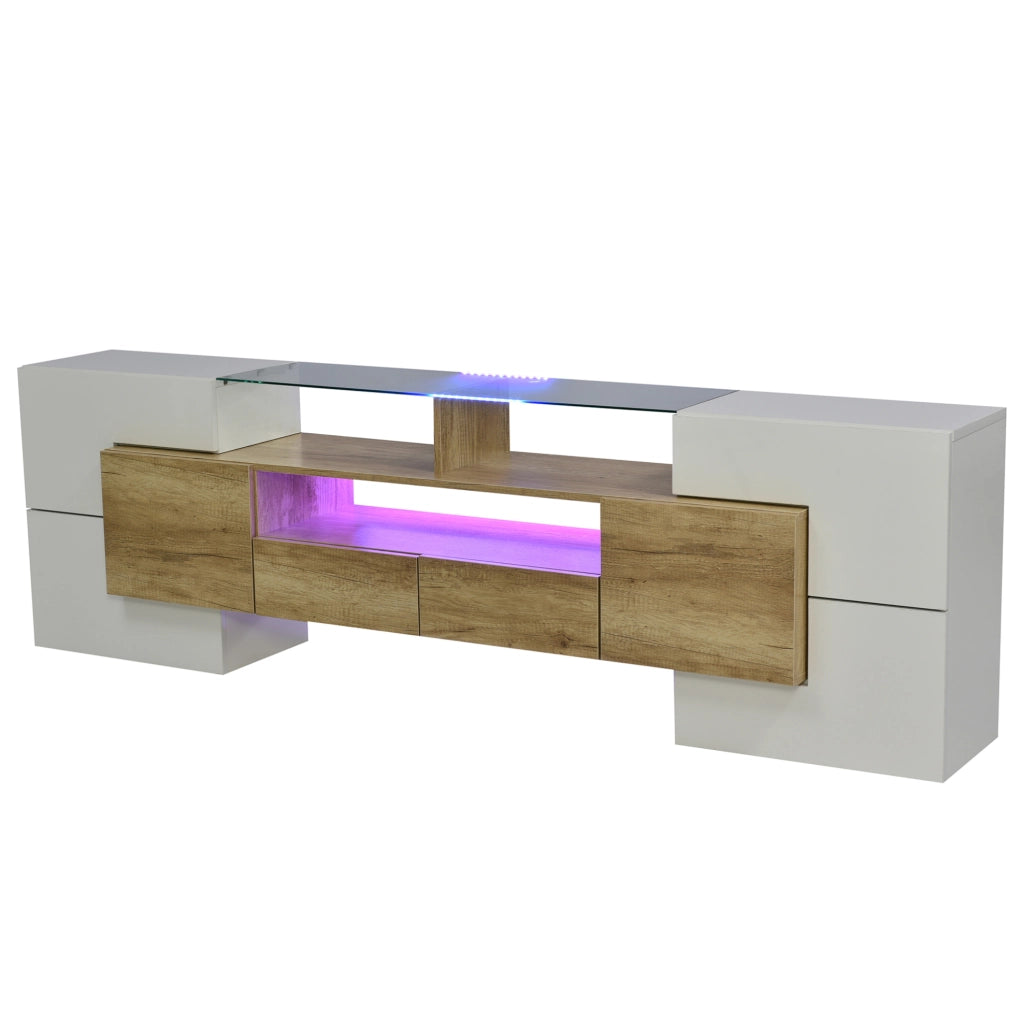 Mobile TV con illuminazione LED multicolore; 200 x 35 x 60 cm; MDF; colore naturale