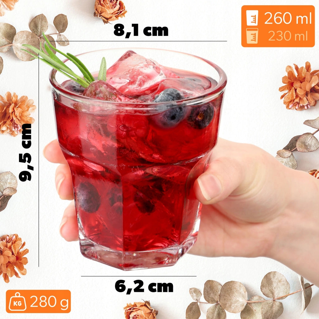 Set di 6 bicchieri da succo KADAX da 230 ml in vetro spesso