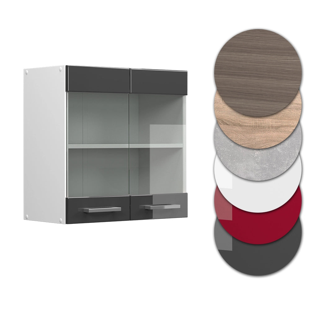 Vicco Mobile da cucina in vetro Antracite lucido 60 cm