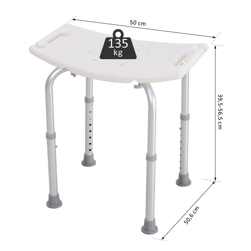 SGABELLO PER DOCCIA BAGNO ANTISCIVOLO ALTEZZA REGOLABILE BIANCO