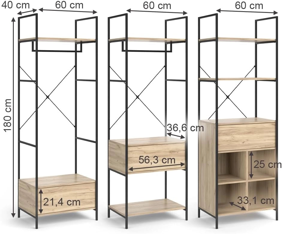 Set di armadi Enya, Legno, 60 x 180 cm 3 parti