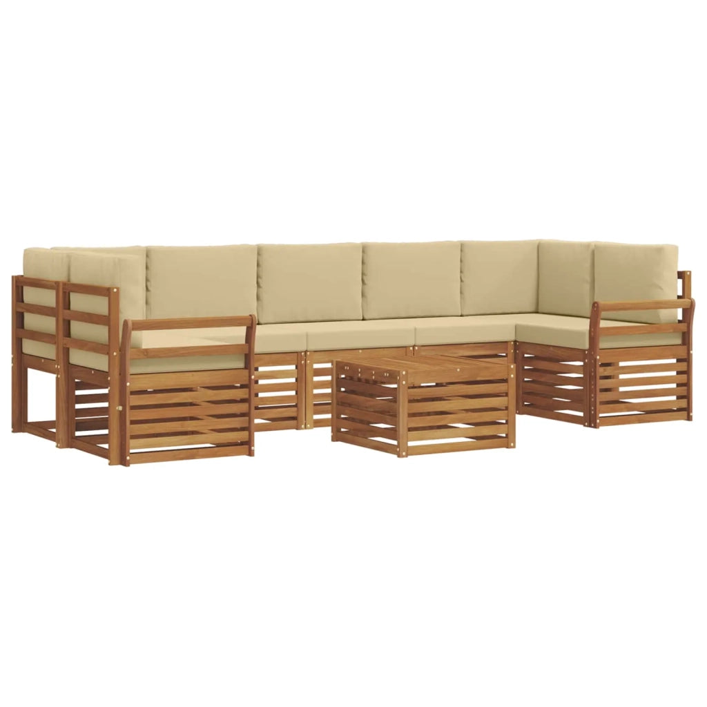 Set di divani da esterno con cuscino 8 pcs Naturale e Beige
