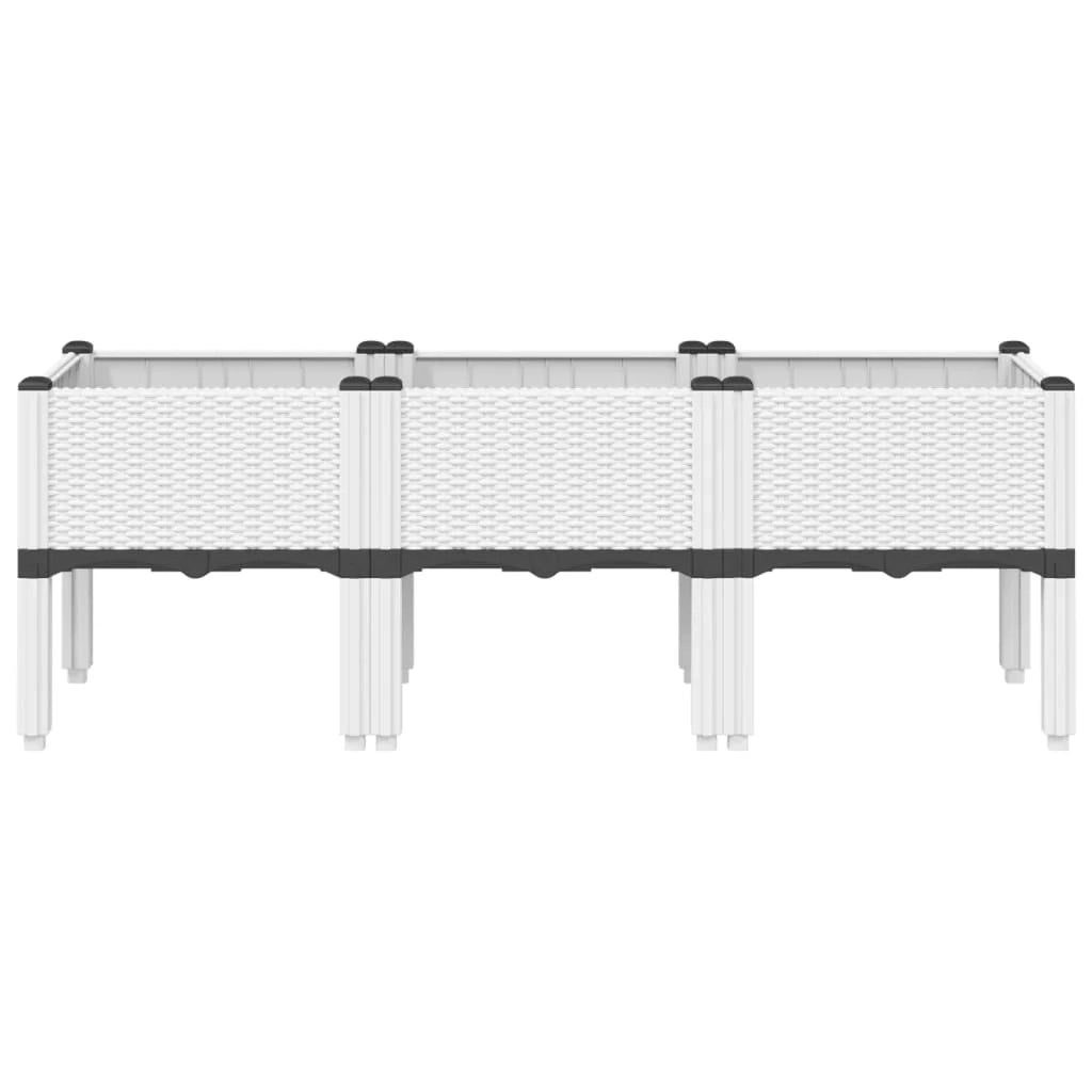 Fioriera rialzata per piante fiori patio giardino con gambe 120 x 40 x 42 cm PP bianco 02_0038149