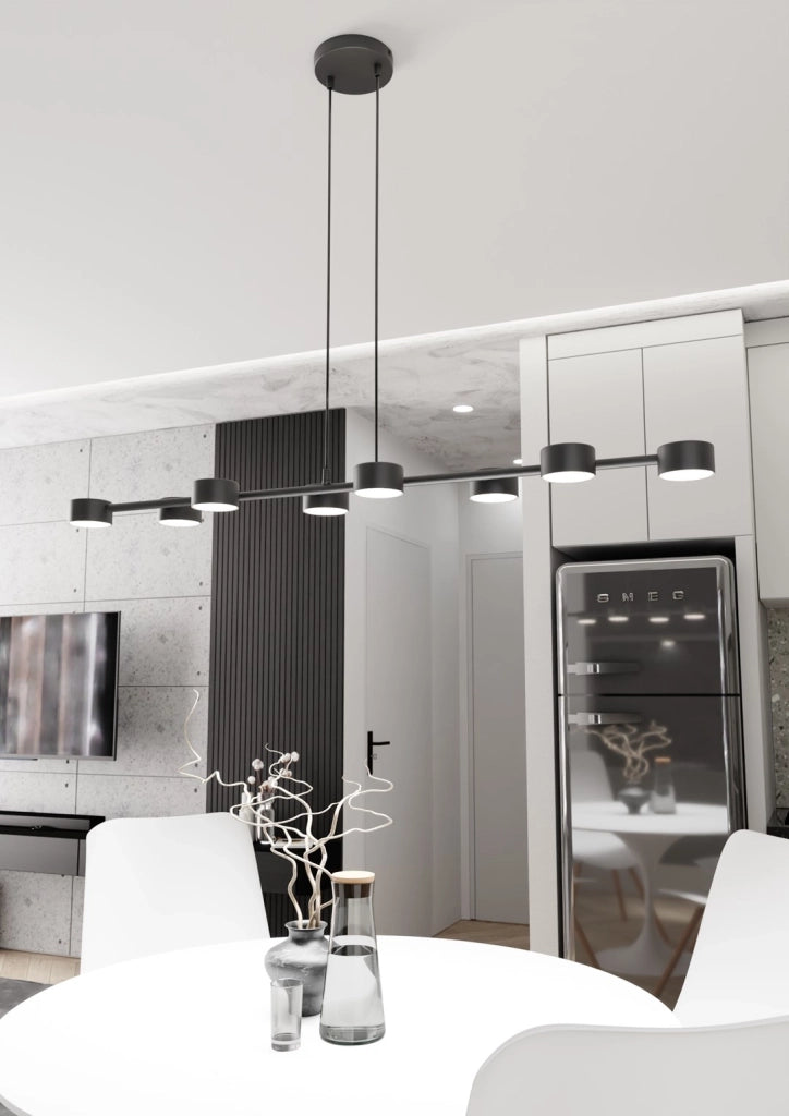 Lampadario Minimal Cyllenius Acciaio Nero 8 Luci Gx53