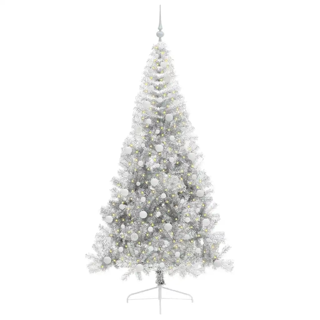 Albero di Natale artificiale con luci integrate Argento 240 cm 3397235