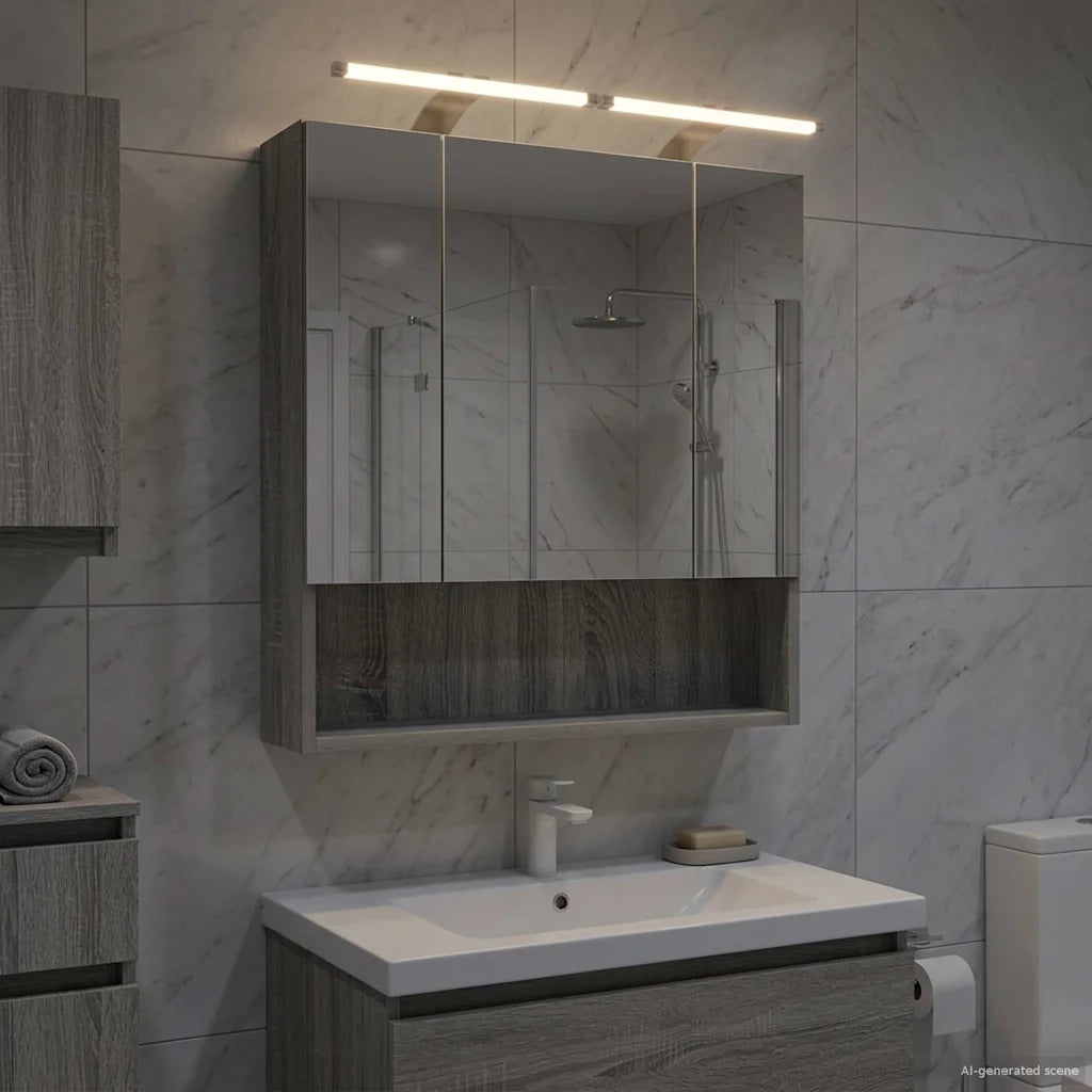 Mobiletto per specchio da bagno Grigio Sonoma 60 x 14.5 x 70 cm 889196