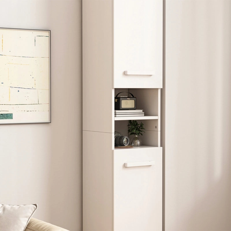 Credenza bianca moderna a colonna alta in stile loft, 2 ante, 180 cm