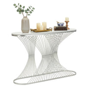 Consolle Branduzzo, Tavolo multiuso, Mobiletto d'appoggio, Scrivania da corridoio, 120x35 h79 cm, Argento