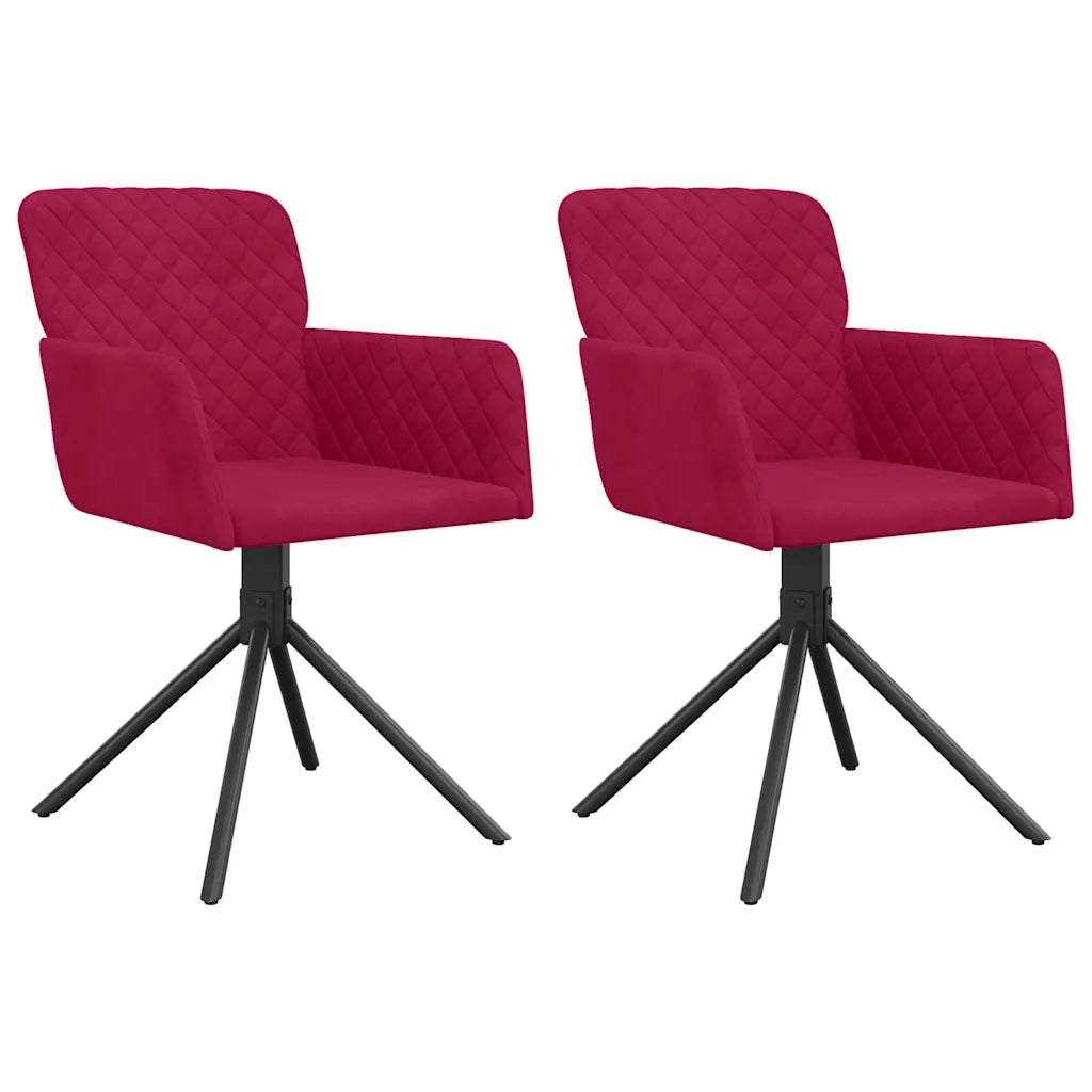 Sedie da Pranzo Girevoli 2 pz Rosso Vino in Velluto cod mxl 29343