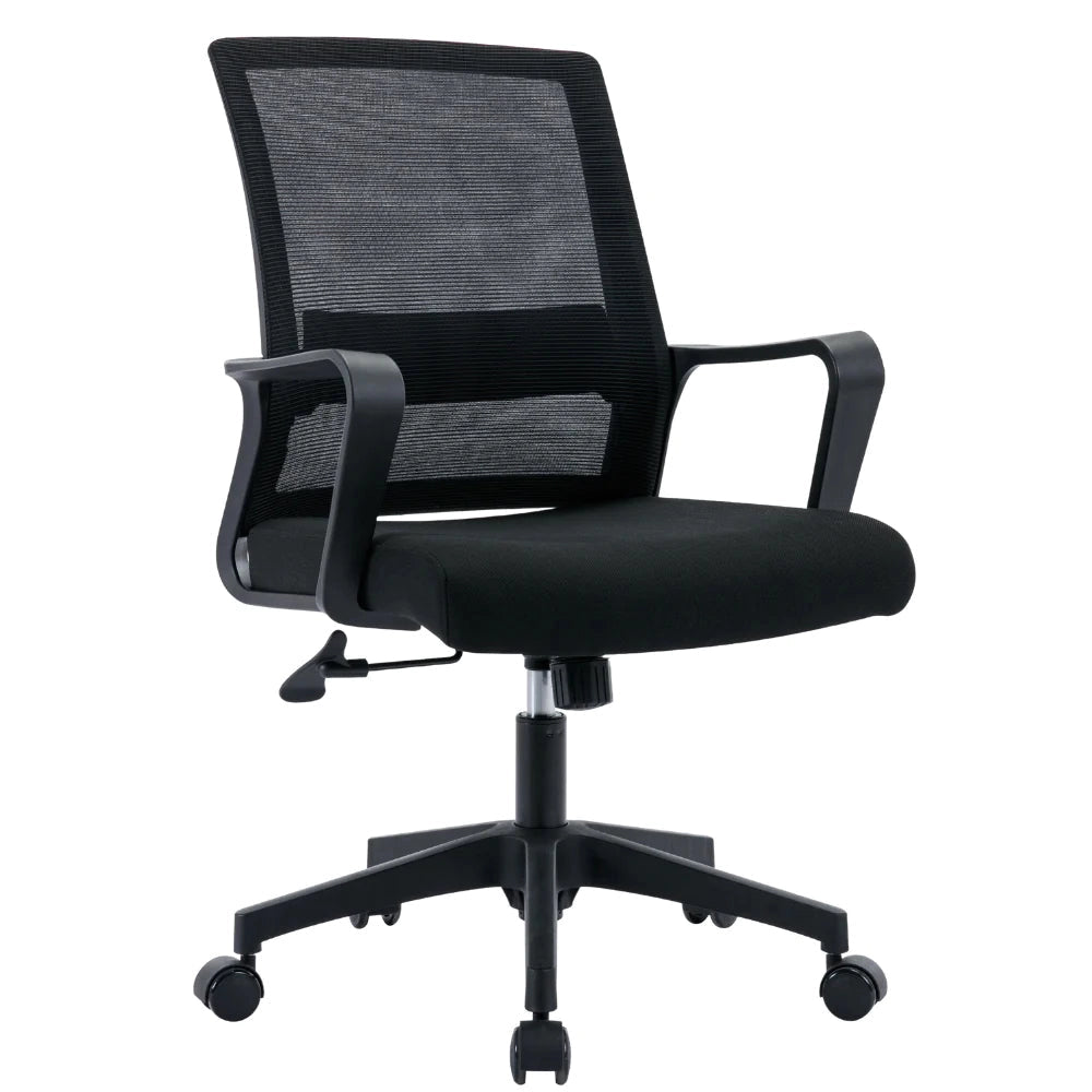 Sedia Operativa da Ufficio 45x51x94/100h cm Ergonomica con Supporto Lombare Nera
