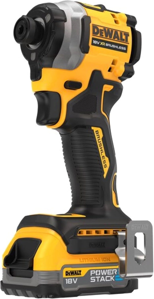‎DeWALT DCF850E2T-QW Avvitatore compatto senza spazzole a percussione XR 18V 1/4" 205Nm con 2 batterie POWERSTACK e valigetta TSTAK, Multicolore