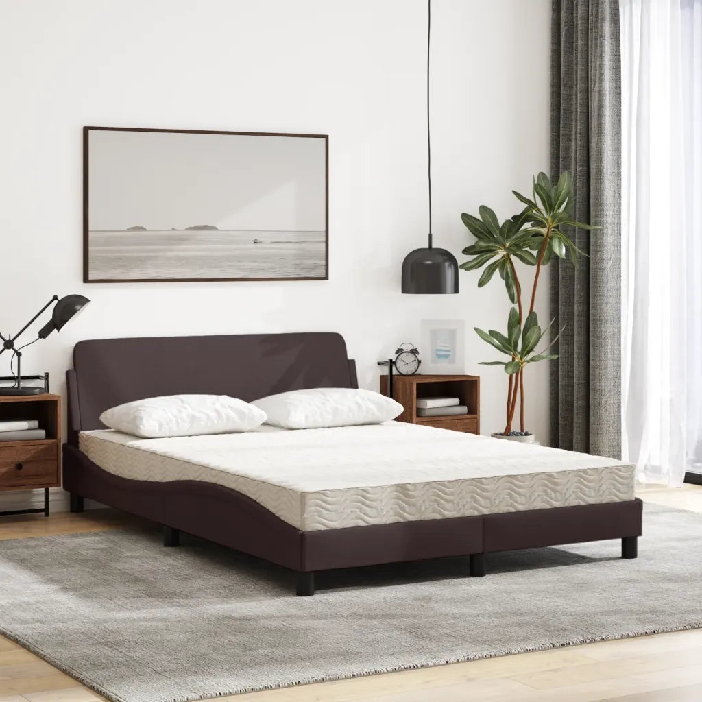 Letto con Materasso Dover Marrone Scuro 120x200cm Tessuto 3208367