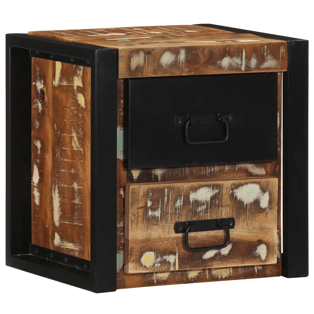 Comodino Multicolore 40x35x40 cm in Legno Massello Recupero 4015954