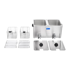 Friggitrice in acciaio inox 2 vasche vasca estraibile 13 litri con termostato professionale EGO timer 3614021
