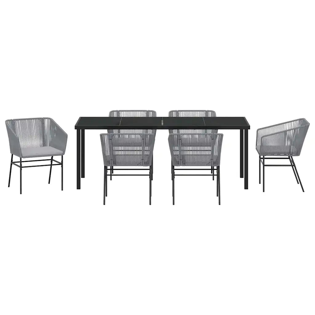 Set da Pranzo per Giardino con cuscino 7 pcs Grigio 3380937