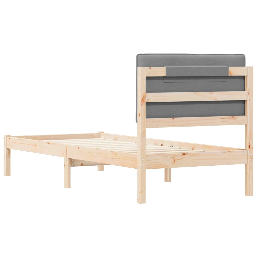 Letto con Testiera Rivestita Grigio chiaro 75 x 190 cm