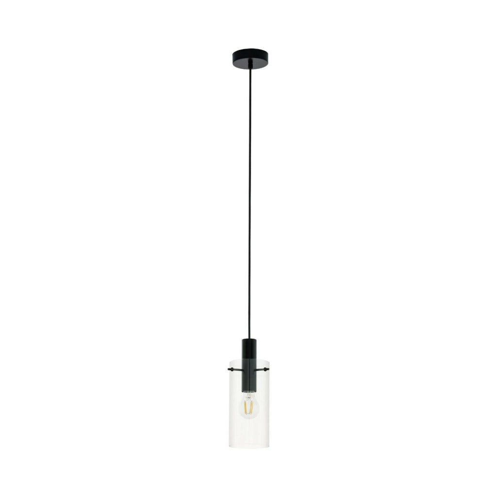 Lampada a Sospensione Acciaio Lampadario Vetro Nero Moderno E27 Montefino EGLO