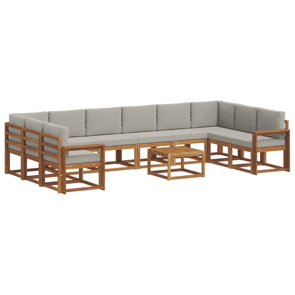 Set di divani da esterno 11 pcs Grigio Naturale e Chiaro