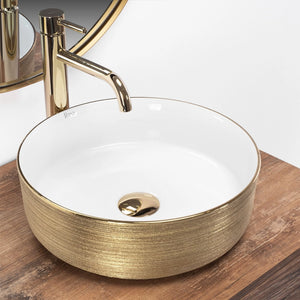 Lavabo Da Appoggio Rea Sami White Brush Gold