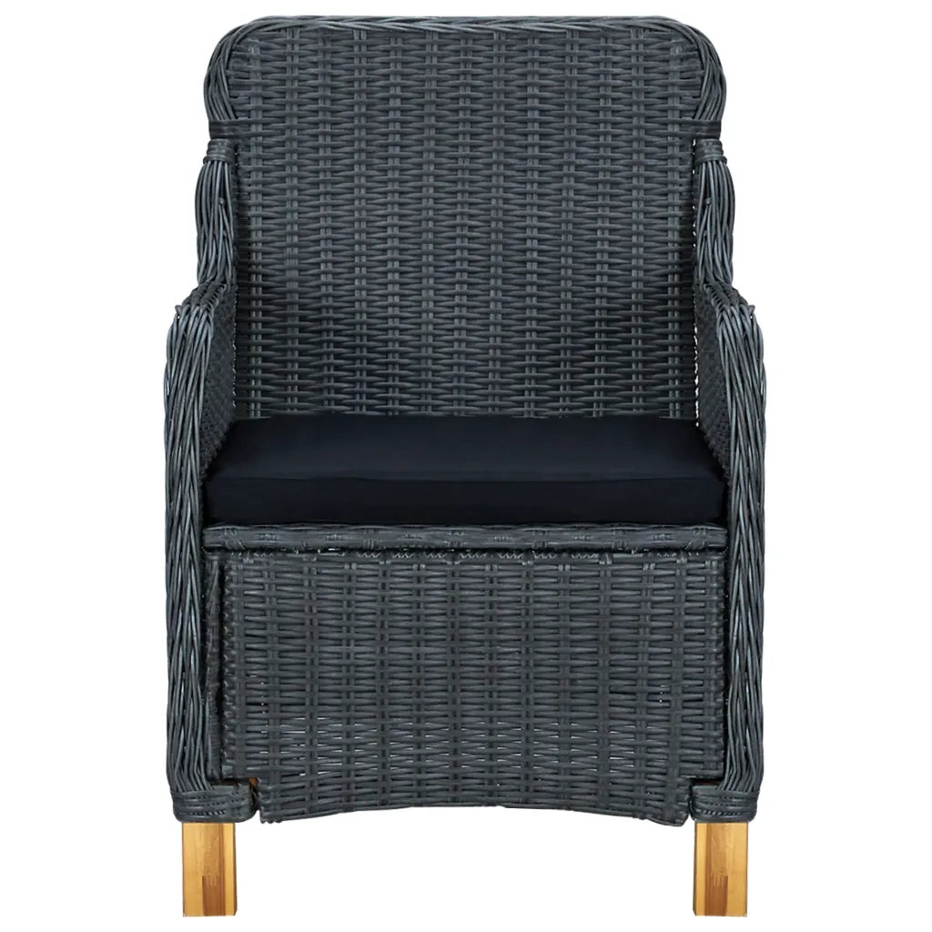 Set da Pranzo da Giardino 9pz e Cuscini Polyrattan Grigio Scuro cod mxl 41892