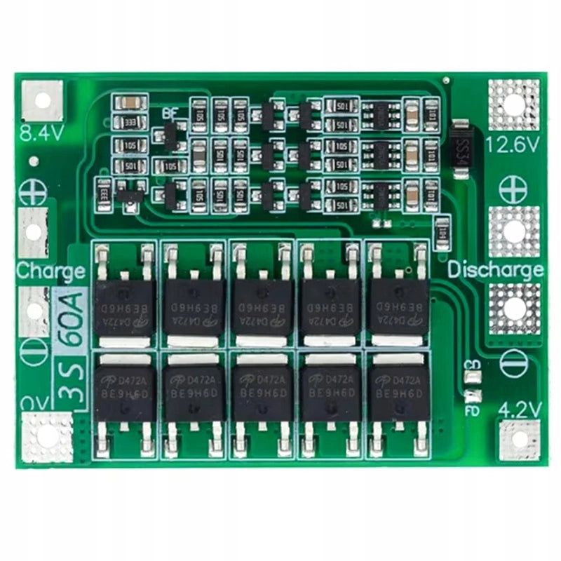 Modulo di Carica con Bilanciatore Li-ion 3S 60A – Alta Corrente 60A | Protezione Sovraccarico 4.18–4.20V, Scarica 2.8V
